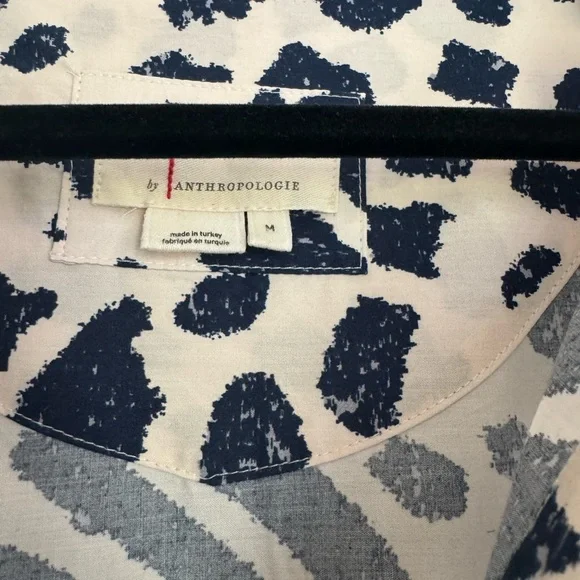 Anthropologie Navy and White V-neck Bishop Sleeve Sundress - Picture 2 of 3